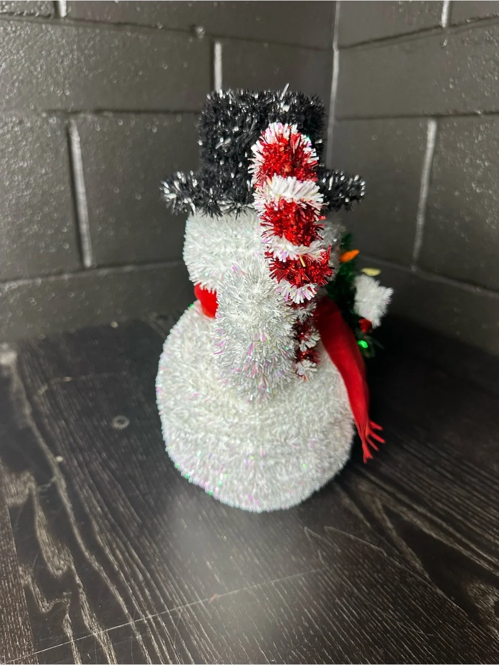 Festive White Snowman Figurine with Red Scarf and Candy Cane - Holiday Decor